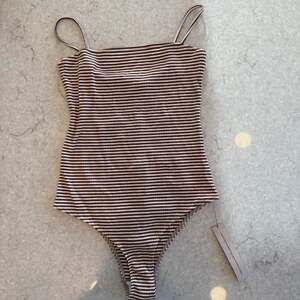 Reformation Crystal Bodysuit Isla Size S Brown Striped